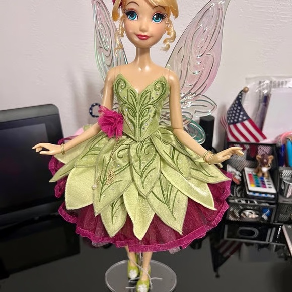 Disney Fairy Doll with Green and Pink Leaf Dress
